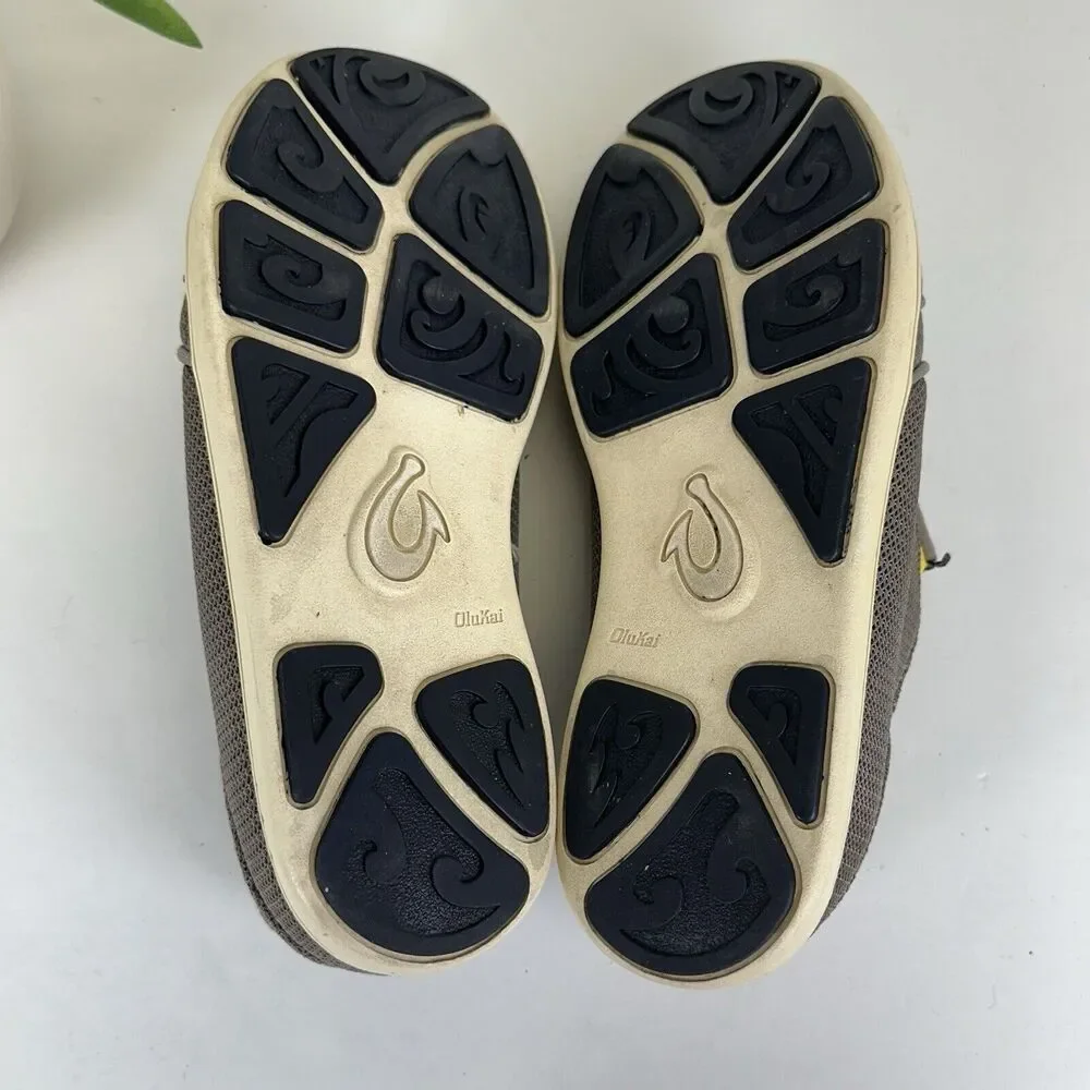 Olukai Nohea Mesh Rock Canoe Taupe Casual Shoe Slip On Drop In Heel Men Size 8.5